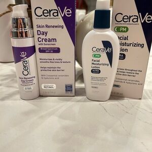 CeraVe Skin Renewing Day Cream and PM Facial Moisturizing Lotion Set